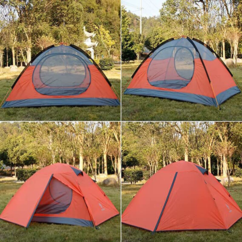Cheap Goat Tents 3 Season Camping Tent 2 3 Person Lightweight Backpacking Windproof Two Doors Double Layer  Aluminum Rods Outdoor Family Travel   